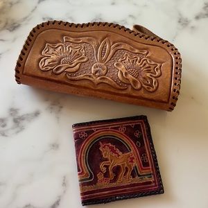 Mexican leather made wallet and bag